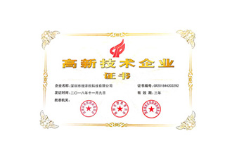 High tech Enterprise Certificate